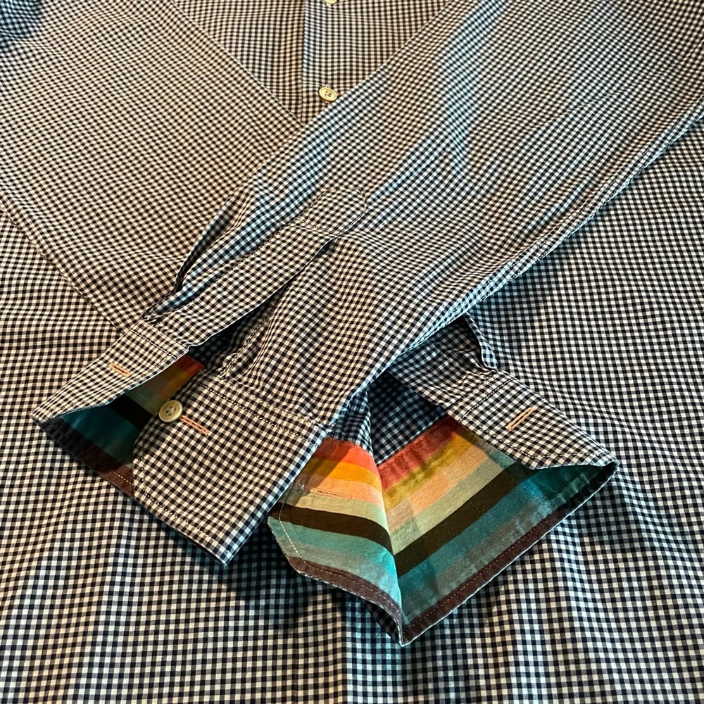 Paul Smith Men’s blue/navy check dress shirt. Size 15.5 - Picture 4 of 6